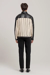 Pcfg Men's Free Heaven Kutnia Striped Leather Jacket