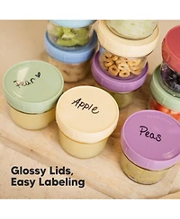 KeaBabies 6pk Prep Baby Food Storage Containers, 4 oz Leak-Proof, Bpa Free Glass Jars for Feeding
