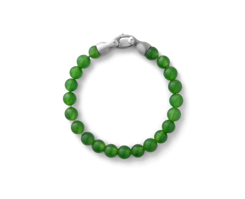 Vincero Black Onyx 8mm Bead Bracelet Polished Stainless Steel - Large