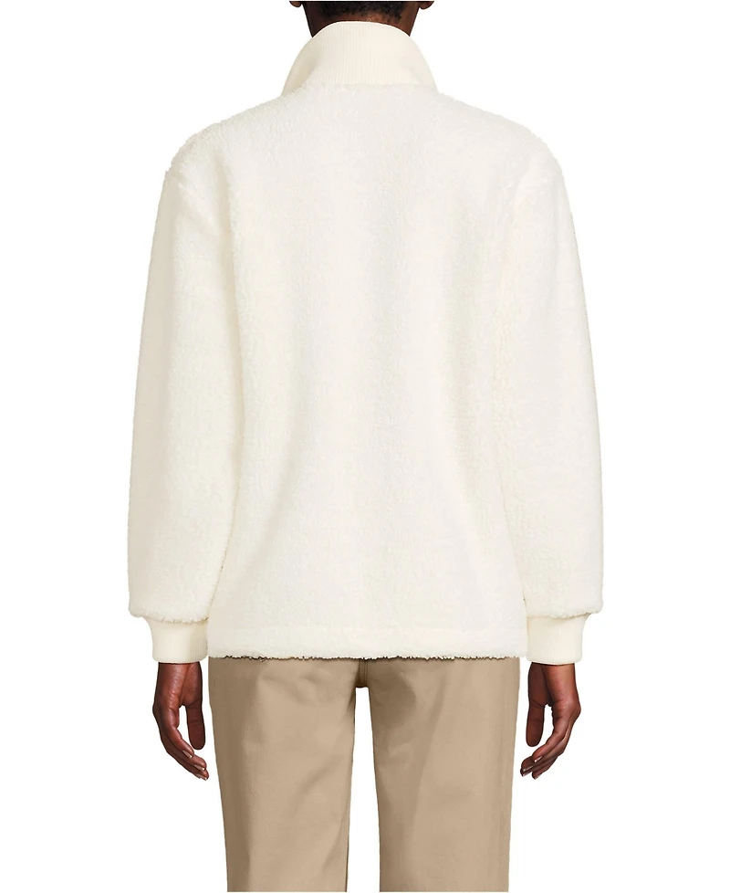 Lands' End Women's Rib Collar High Pile Fleece Pullover