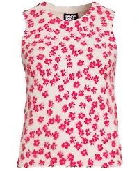 Lands' End Women's Fine Gauge Eyelash Printed Sleeveless Sweater - Set Top