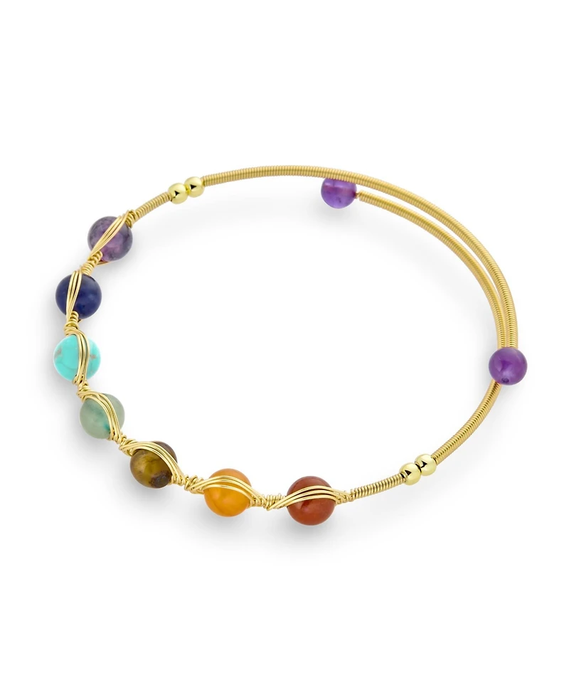 Bling Jewelry Spiritual Multicolor Chain Link Bracelet with Healing Stone Beads