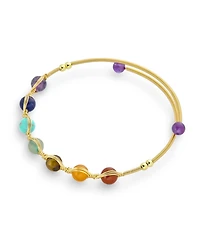 Bling Jewelry Spiritual Multicolor Chain Link Bracelet with Healing Stone Beads