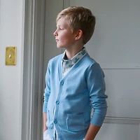 Hope & Henry Boys' Organic Long Sleeve Tipped Cardigan Sweater, Kids
