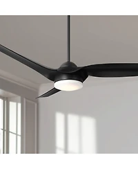 Casa Vieja 54" Sierra Modern Indoor Outdoor Ceiling Fan 3 Blade Led Light Remote Control Matte Black Finish Bedroom Damp Rated