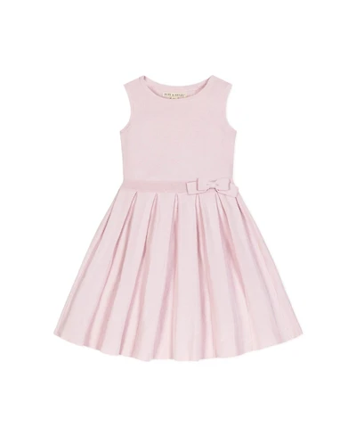Hope & Henry Little Girls Heirloom Sleeveless Pleated Sweater Dress with Bow