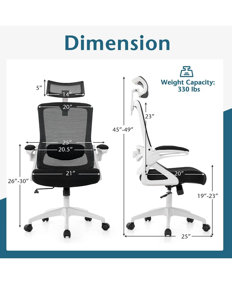 Adjustable Swivel Task Chair Ergonomic Office Chair with Adjustable Lumbar Support for Comfort and Productivity