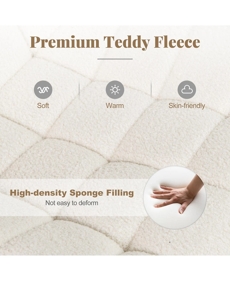 Teddy Fleece Armless Office Chair for Home or Desk Use, Soft and Cozy Seating