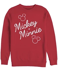 Fifth Sun Men's Mickey & Minnie Signed Together Crew Fleece Pullover Sweatshirt