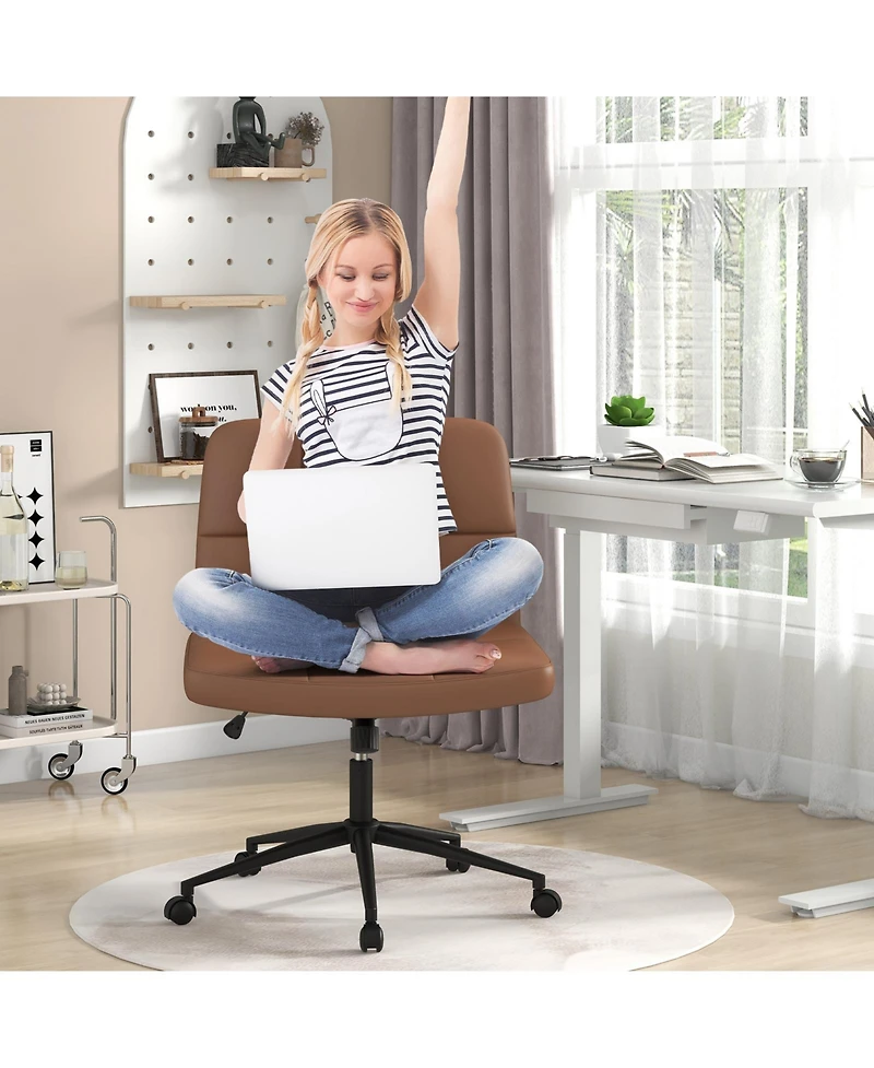 Stylish Rolling Office Chair Without Arms, Ideal for Small Home Workspaces