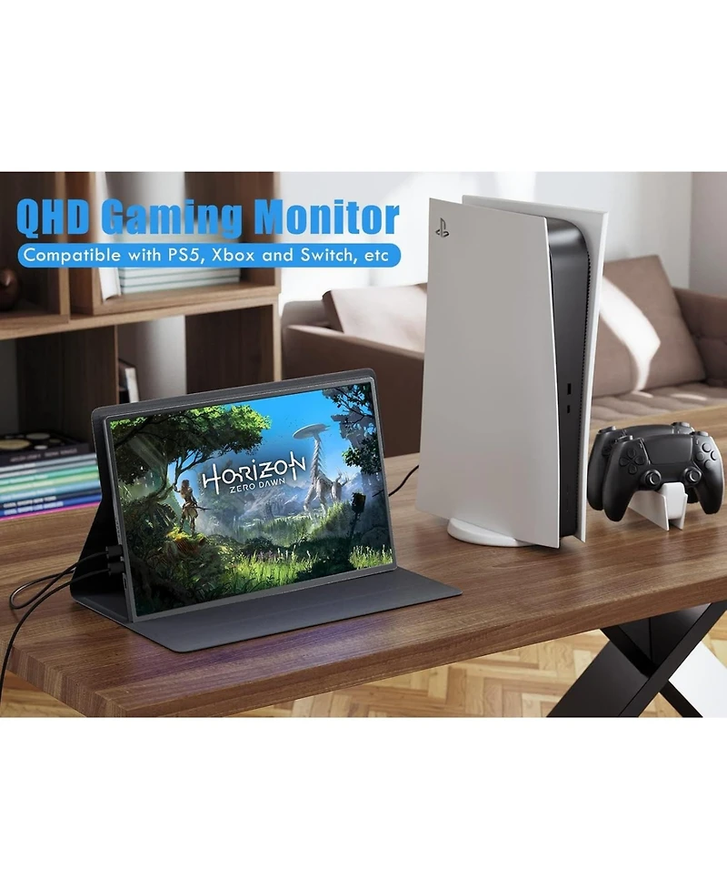 XGaming Portable Monitor 2.5K 2560x1600 Qhd 16 Inch,120Hz Ips Display,16:10 Ultra Wide Screen,Hdmi Usb-c Computer Gaming Monitor for Laptop Mac Phone