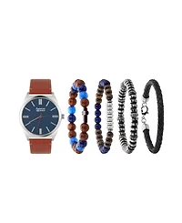 American Exchange Men's Quartz Brown Polyurethane Strap Watch 42mm