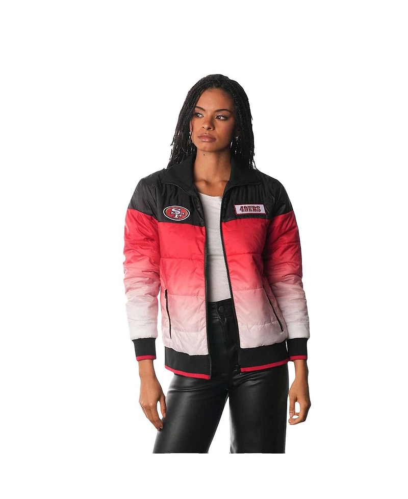 The Wild Collective Women's Scarlet San Francisco 49ers Ombre Full-Zip Puffer Jacket