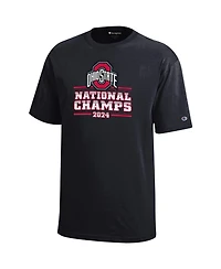 Champion Big Boys and Girls Black Ohio State Buckeyes College Football Playoff 2024 National Champions Schedule T-Shirt