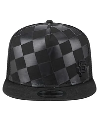 New Era Men's Black San Francisco Giants Score Check 9FIFTY A-Frame Trucker Snapback Hat