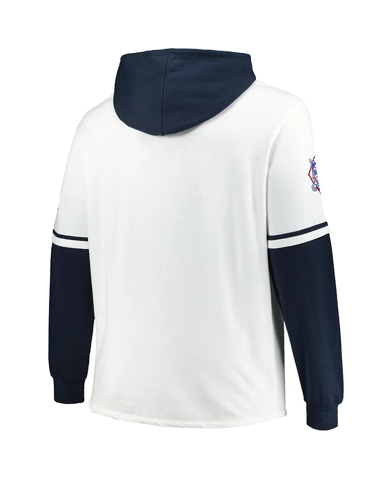 '47 Brand Men's White/Navy Houston Astros Big Tall Trifecta Shortstop Pullover Hoodie