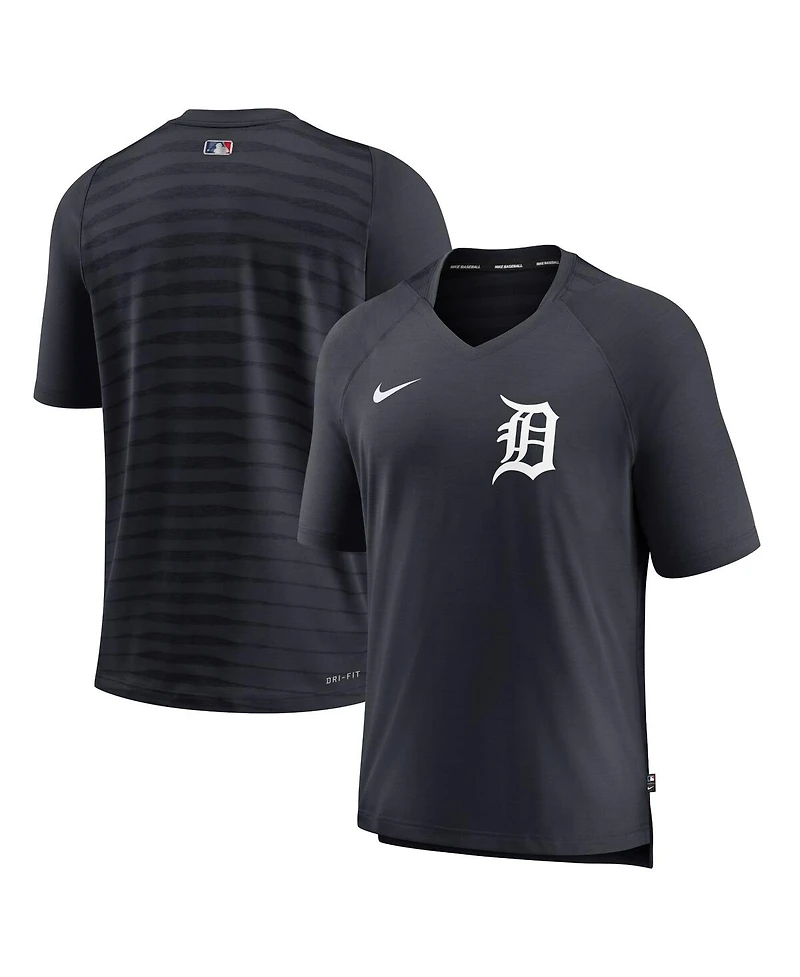 Men's Nike Navy Detroit Tigers Authentic Collection Pregame Raglan Performance V-Neck T-shirt