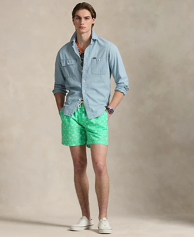 Polo Ralph Lauren Men's 5.75-Inch Traveler Classic Printed Swim Trunks