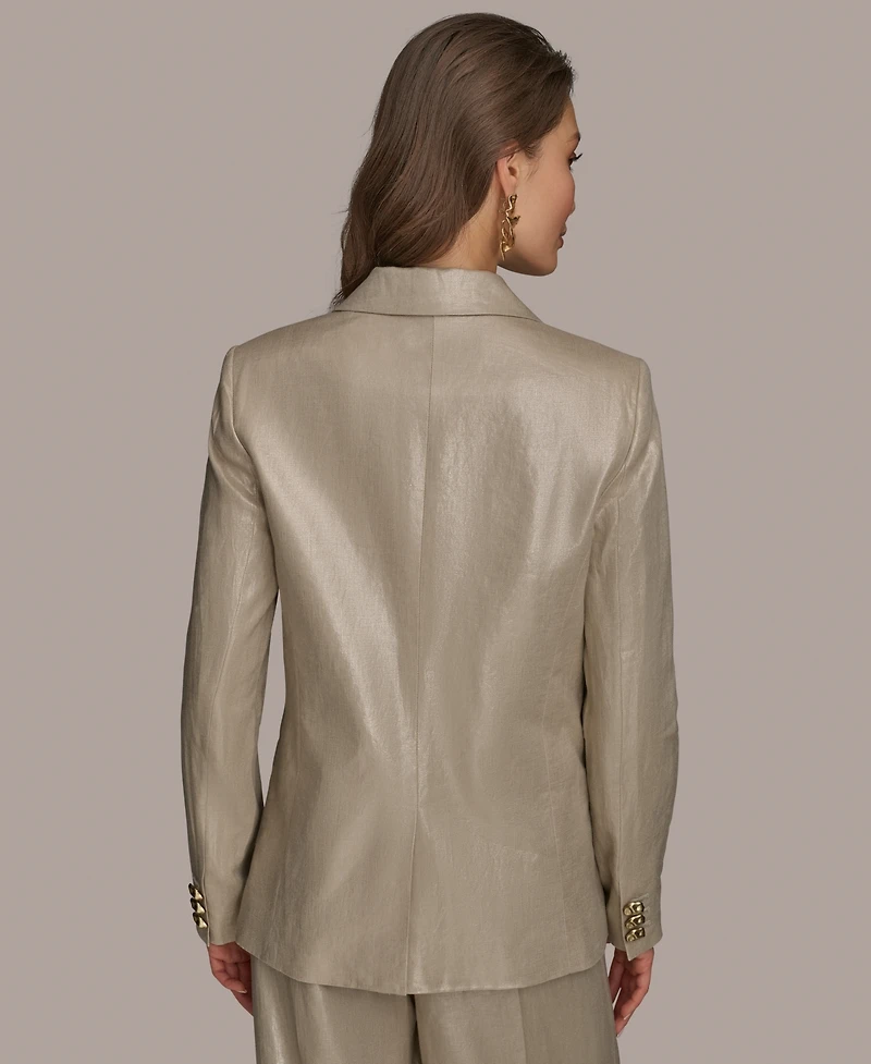 Donna Karan New York Women's Metallic Linen One-Button Blazer