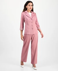 Alex Evenings Petite Notched Collar Button-Front Blouse