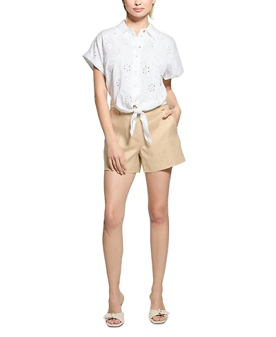 Guess Women's Isabeau Linen-Blend High-Rise Shorts