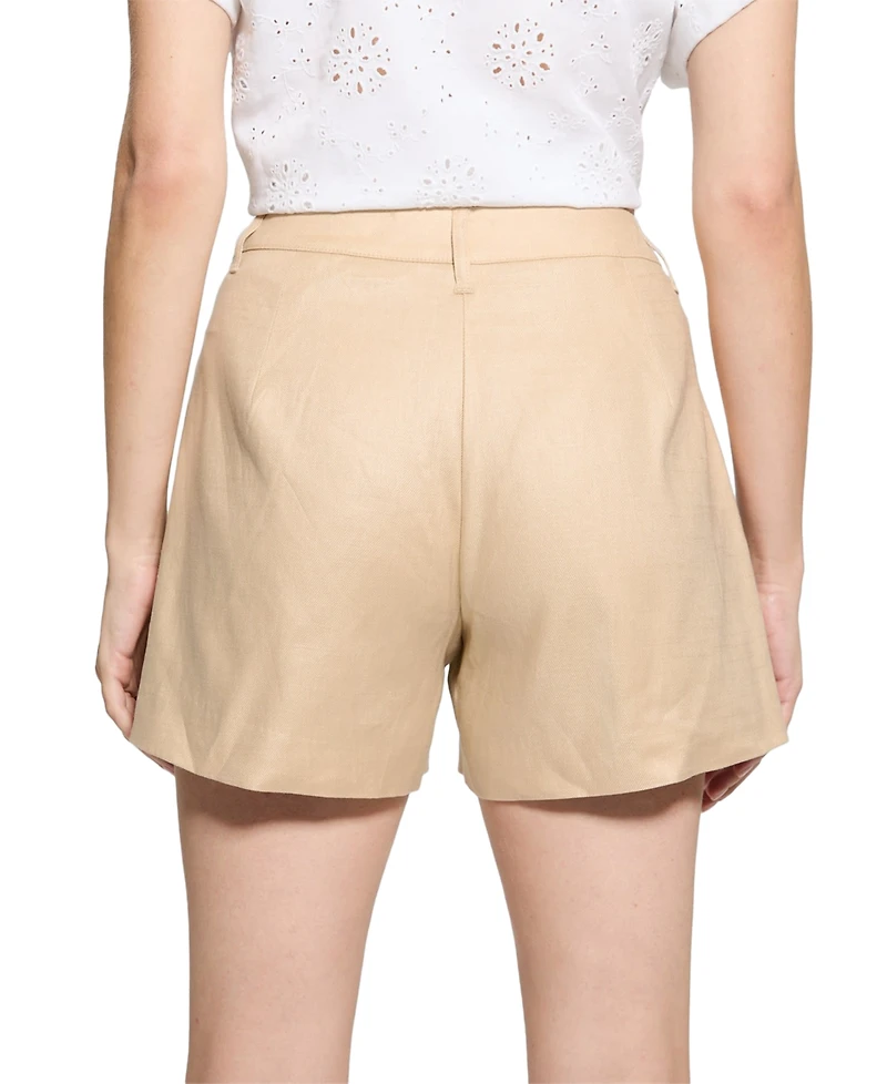 Guess Women's Isabeau Linen-Blend High-Rise Shorts