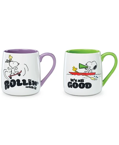 Lenox Peanuts Mugs, Set of 2, Rollin-All Good