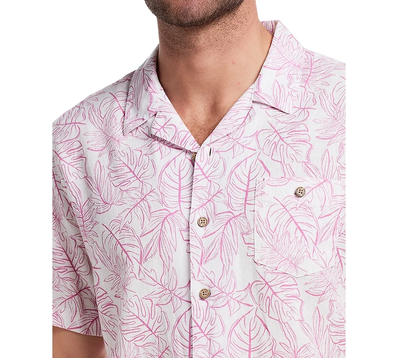 Weatherproof Vintage Men's Regular-Fit Palm Frond-Print Button-Down Camp Shirt