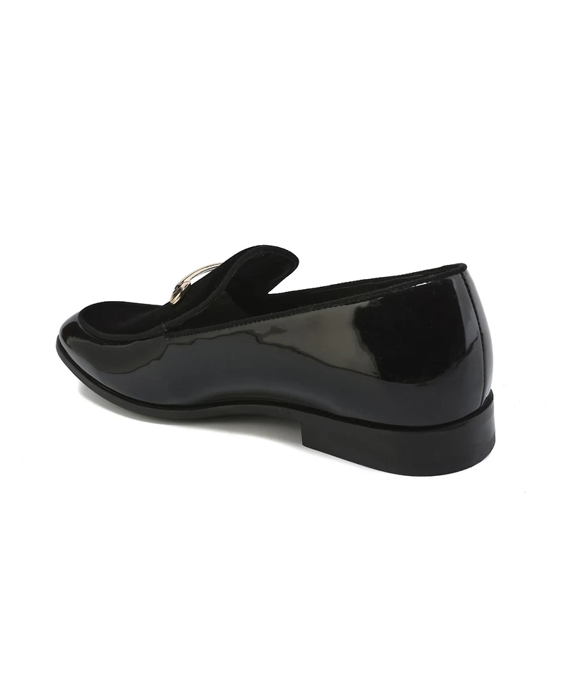Gino Vitale Men's Velvet & Patent Leather Slip On Dress Loafer