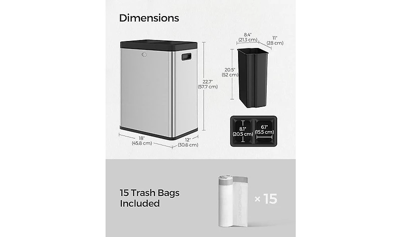 Songmics Home Trash Can