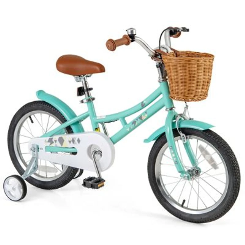 Kids Bike With Training Wheels Dual Brake System Safe Easy To Ride Bicycle For Young Riders