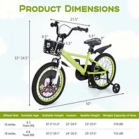 Kids Adjustable Bike with Detachable Training Wheels Safe and Fun Bicycle for Ages 4-8 Years Old
