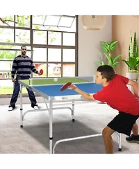 Foldable Ping Pong Table Game Set Mini Table Tennis Table with Adjustable Height for Indoor Fun