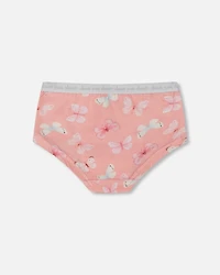 Girl Printed Cotton Boyshort Panty Pink And Blue Butterflies On Old - Toddler|Child