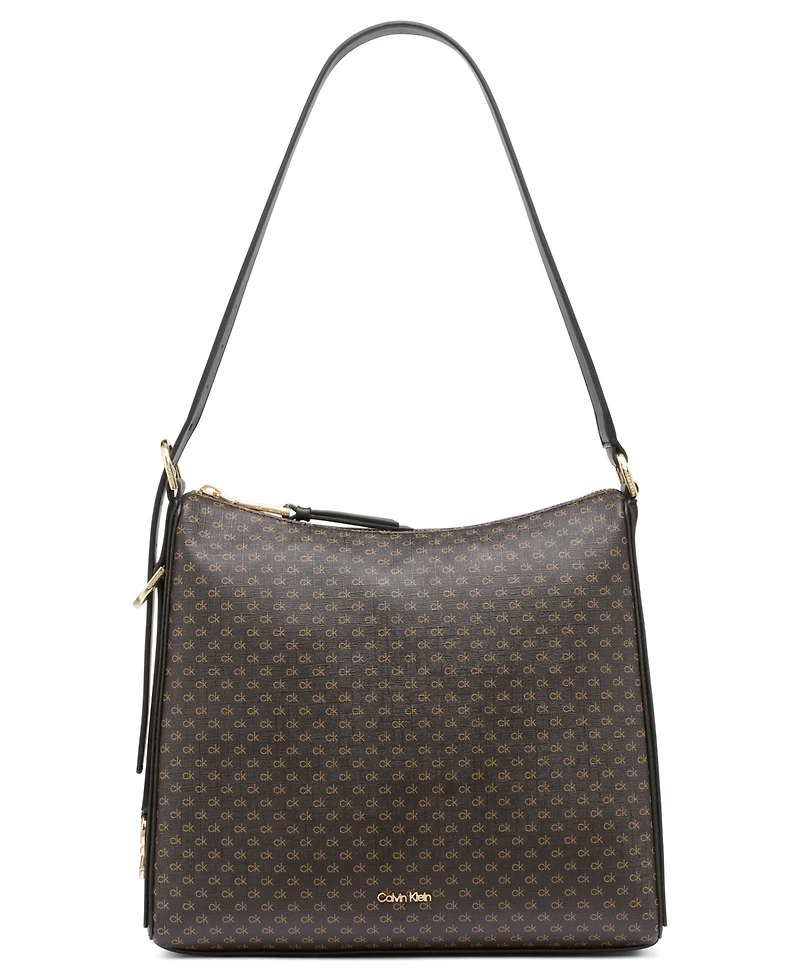 Calvin Klein Mandy Mini Signature Top Zipper Shoulder Bag