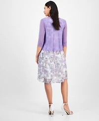 Connected Women's 2-Pc. Open-Front Jacket & Floral Dress Set