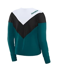 Wear by Erin Andrews Women's Midnight Green/Black Philadelphia Eagles Plus Size Chevron Tri-Blend Long Sleeve T-Shirt