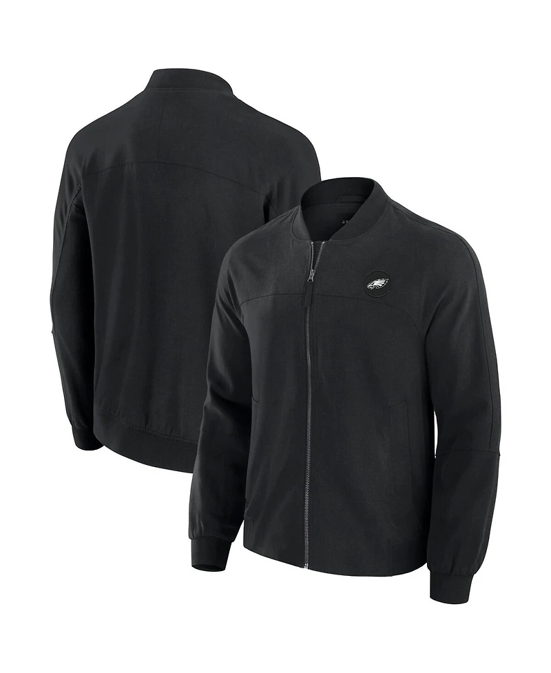 J. Palmer Men's Black Philadelphia Eagles Lightweight Cover-4 Tri-Blend Full-Zip Jacket