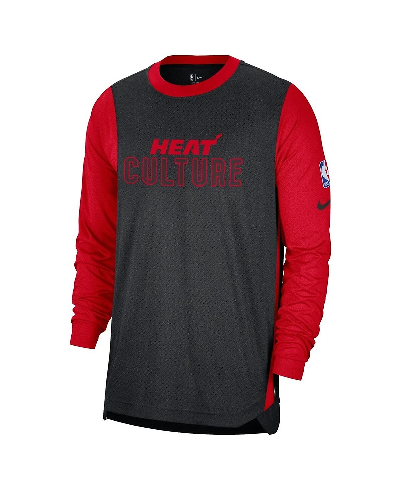 Nike Men's Black Miami Heat 2024/25 City Edition Authentic Pregame Performance Long Sleeve Shooting T-Shirt