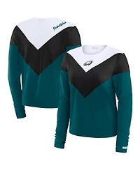 Wear by Erin Andrews Women's Midnight Green/Black Philadelphia Eagles Plus Size Chevron Tri-Blend Long Sleeve T-Shirt