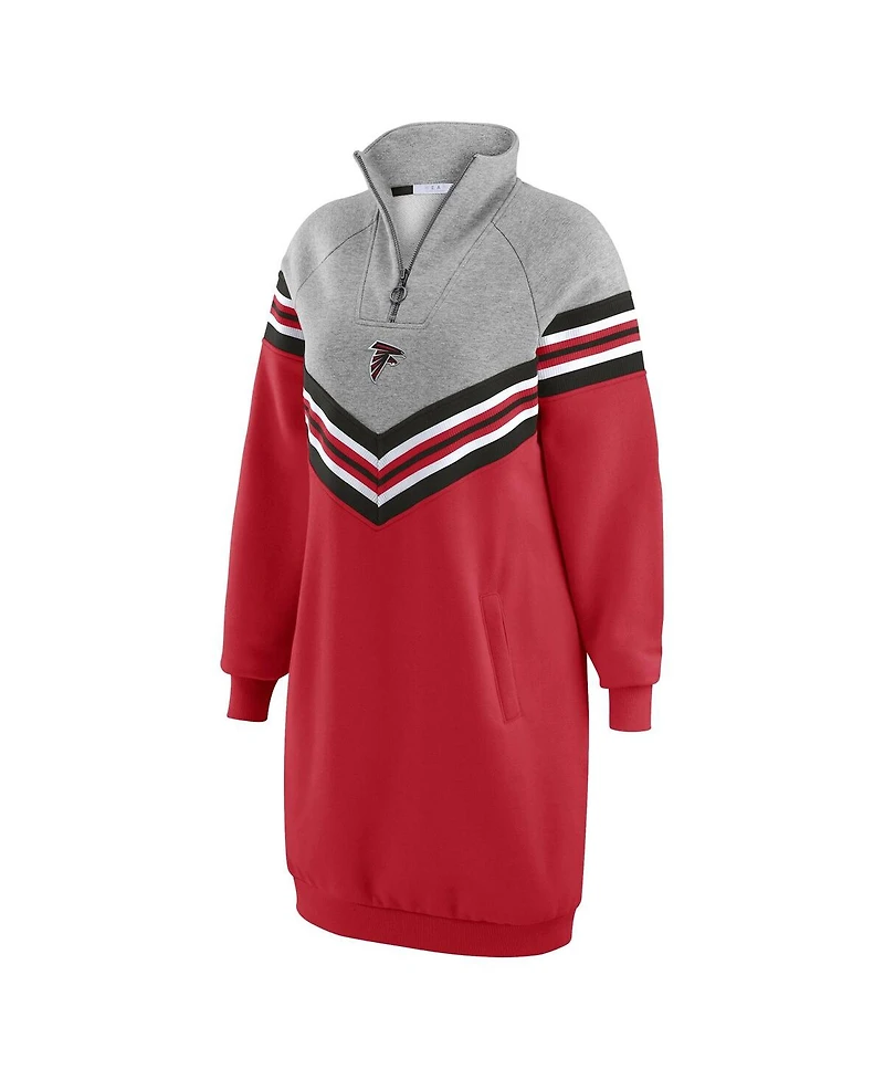 Wear by Erin Andrews Women's Red/Heather Gray Atlanta Falcons Chevron Stripe Dress