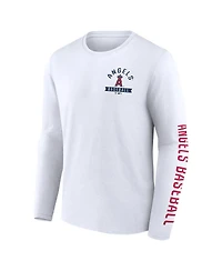 Fanatics Men's White Los Angeles Angels Press Box Long Sleeve T-Shirt