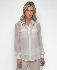 Dkny Women's Button-Down Chiffon Shirt