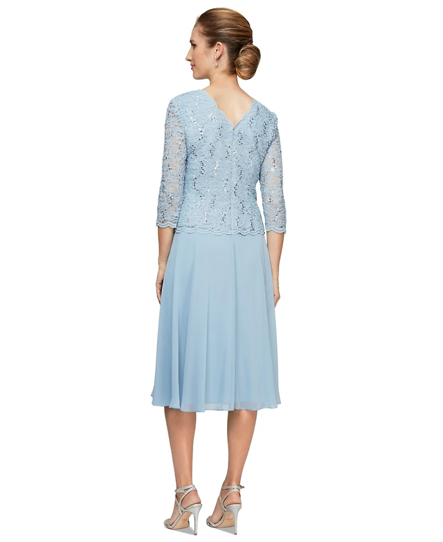 Alex Evenings Sequined Lace Contrast Dress | Dulles Town Center
