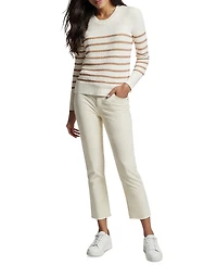 Three Dots Women's Abigail Striped Crewneck Sweater