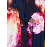 Xscape Women's One-Shoulder Mixed-Media Chiffon Gown