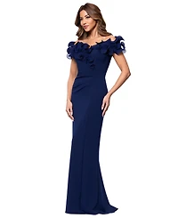 Xscape Women's Ruffled-Off-The-Shoulder Crepe Gown