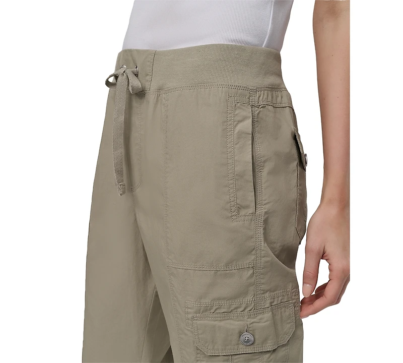 Dkny Sport Women's Cotton Ribbed-Waist Jogger Cargo Pants