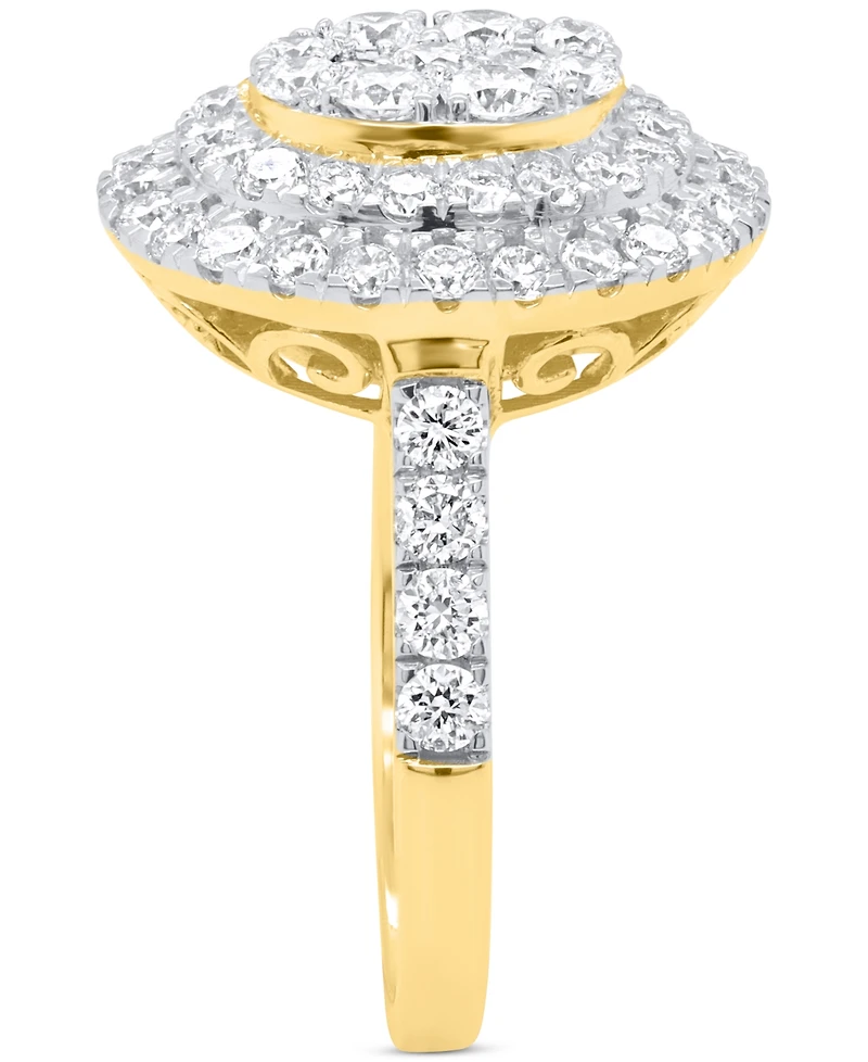 Forever Grown Diamonds Lab-Grown Diamond Halo Cluster Ring (2 ct. t.w.) Sterling Silver or 14K Gold-Plated