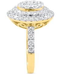 Forever Grown Diamonds Lab-Grown Diamond Halo Cluster Ring (2 ct. t.w.) Sterling Silver or 14K Gold-Plated